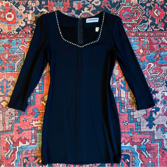 Vintage Sonia Rykiel rhinestone cocktail mini dress, size 38 Small/Medium - Picture 1 of 11